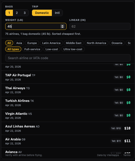 Building a Checked Bag Fee Calculator That Computes