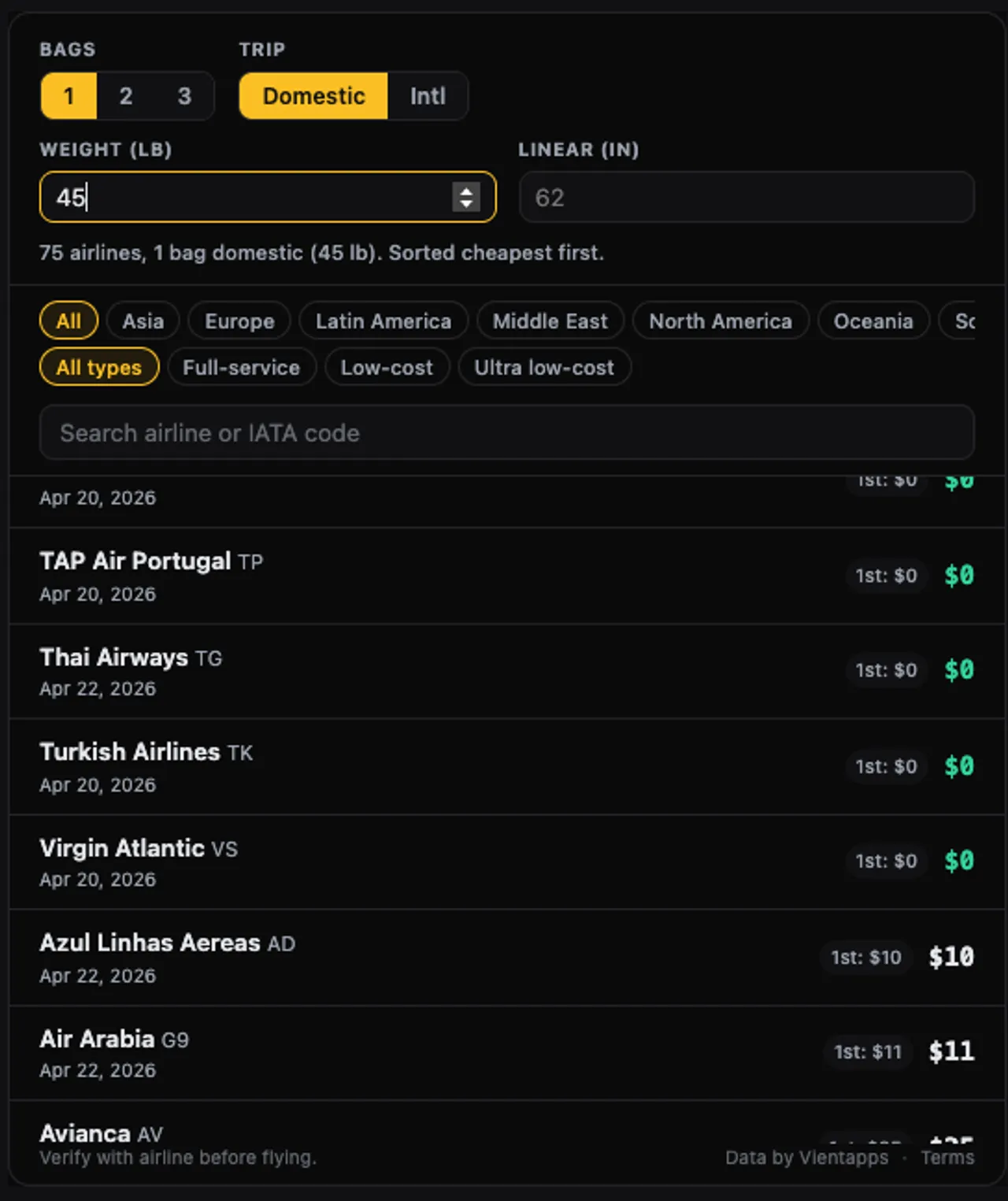 Building a Checked Bag Fee Calculator That Computes